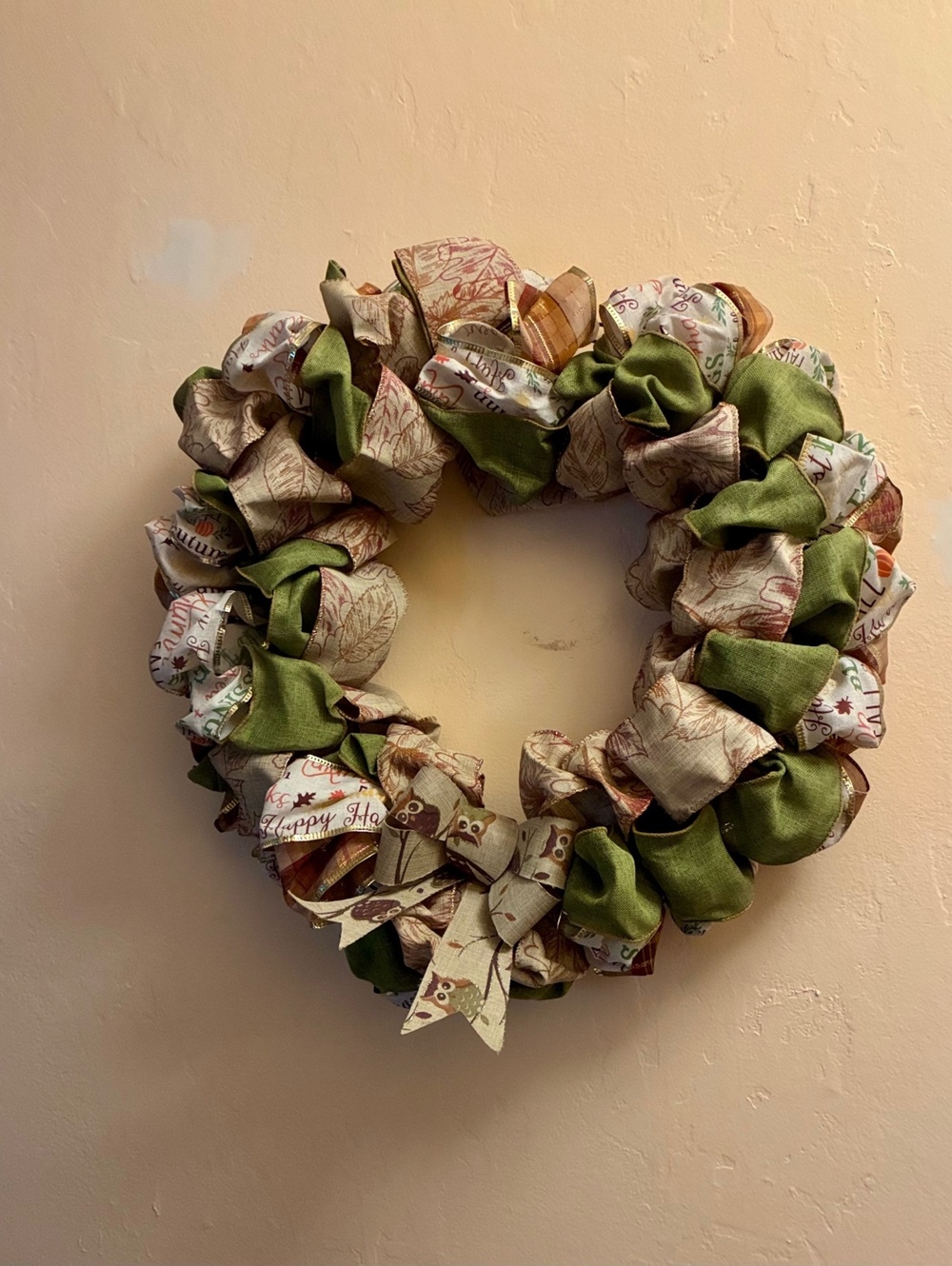 Handmade Autumn Fall Fabric Wreath 18 inch